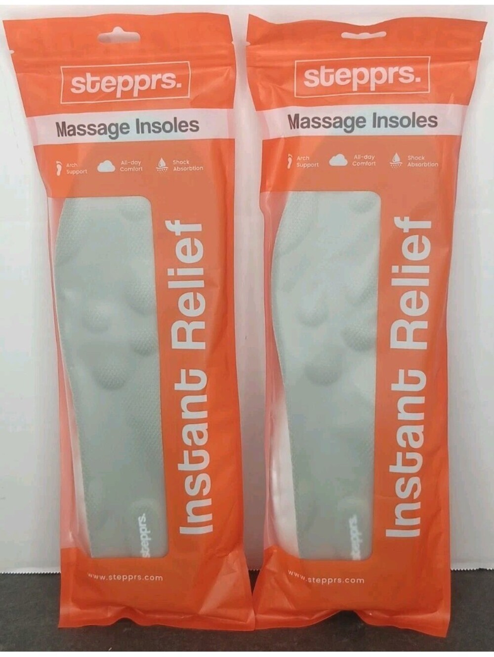 NEW! Lot of 2 stepprs Instant Relief Massage Insoles - Gray Men 12 Womens 13